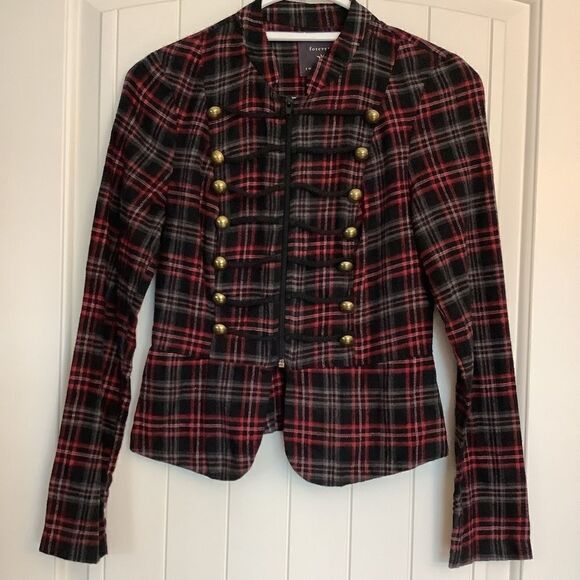 Forever 21 Red Flannel Top - Picture 1 of 4
